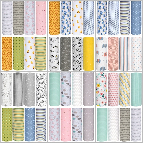 Cuddles & Cribs Cotton Flannel Receiving Blankets - 4 Pack - 30 by 30 inch