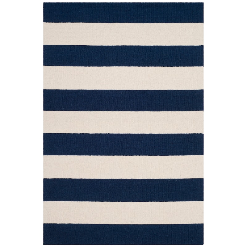 SAFAVIEH Handmade Kids Destiney Stripe Wool Rug - 4' x 6' - Navy/Ivory