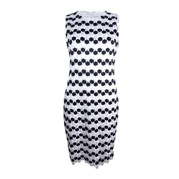 calvin klein black and white sheath dress
