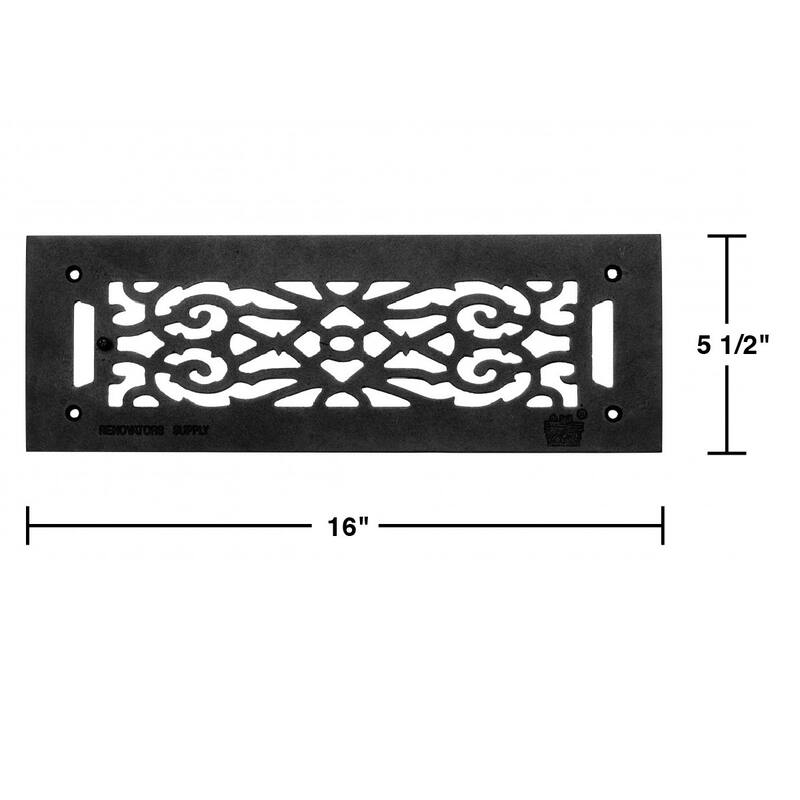 Black Air Vent Registers, Grilles & Vents 16 in X 5.5 in. Cast Aluminum Wall/Ceiling/Floor Vent Register Renovators Supply