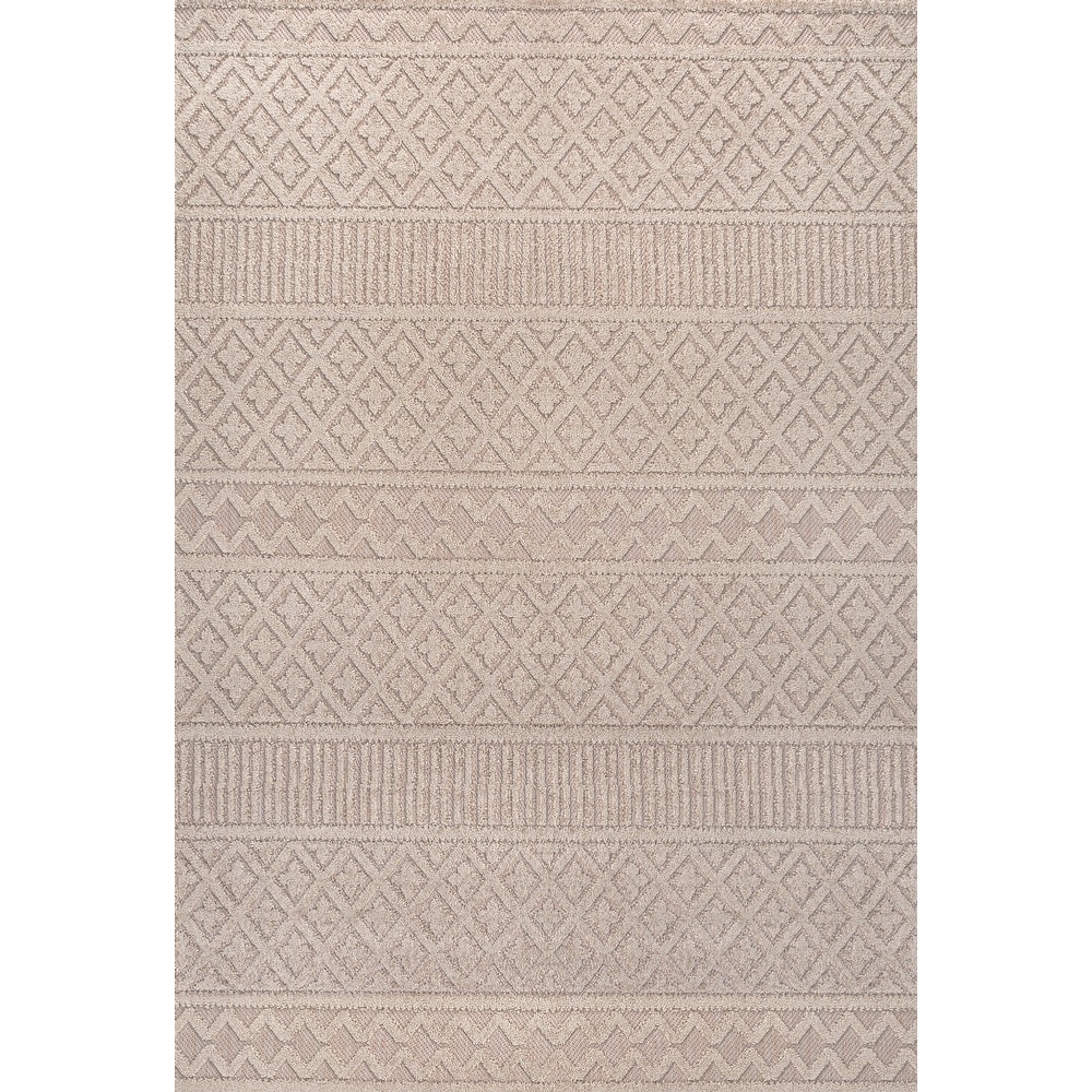 JONATHAN Y Duenas High-Low Two-Tone Monstera Leaf Area Rug