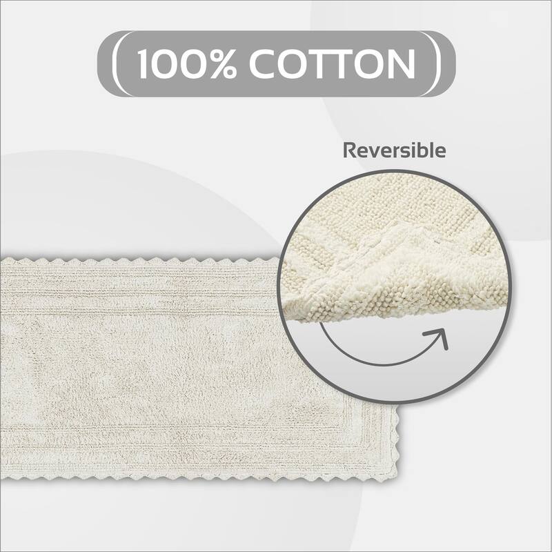 Better Trends Bath Rugs Set 100% Cotton Soft & Water Absorbent Tufted Bathroom Rug for Shower, Sink Bath Mats Lilly Crochet