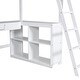 preview thumbnail 15 of 32, Sturdy Wood Loft Bed Frame with Storage Shelves,1 Cabinet and 2 Drawers,U-shaped Desktop