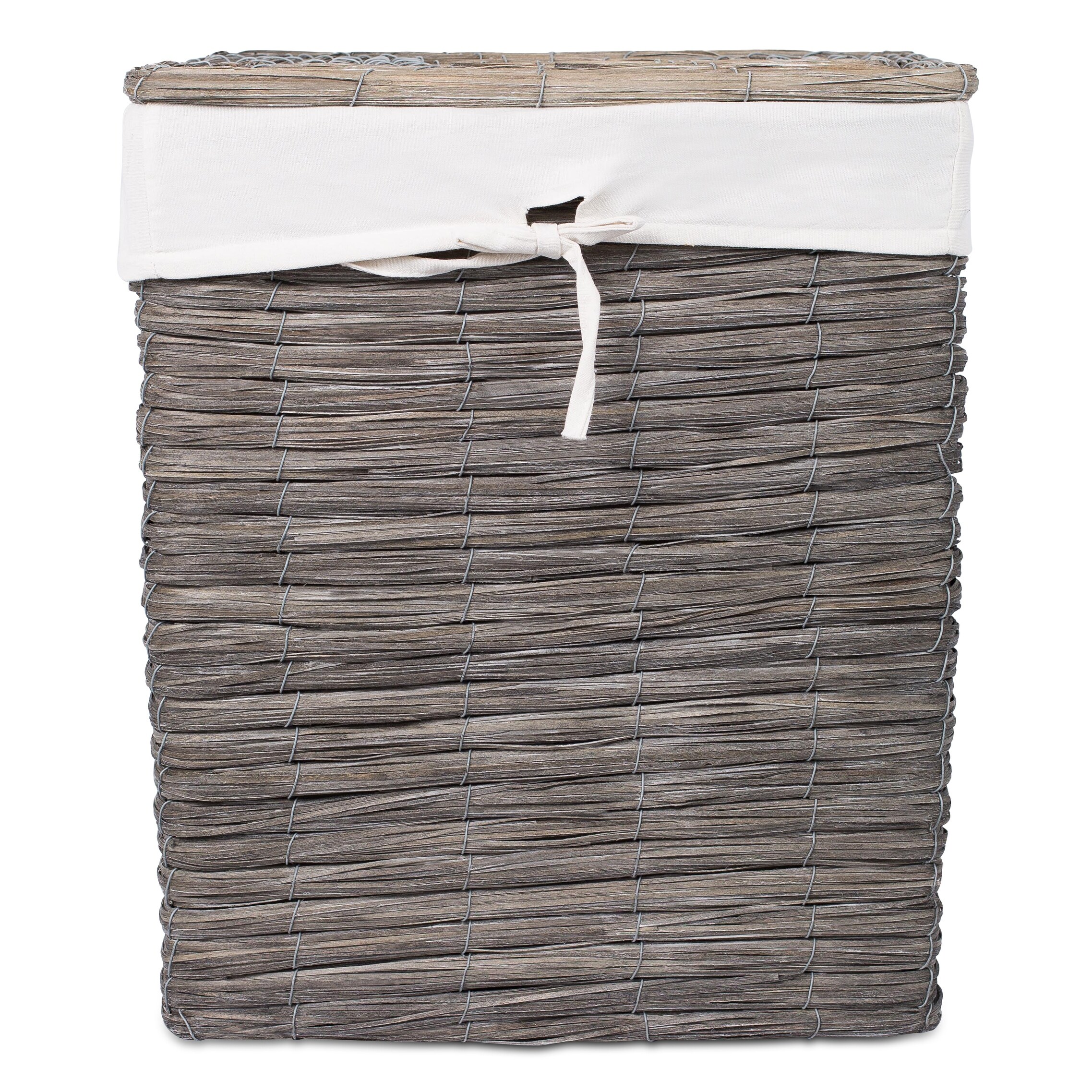 Shop Birdrock Home Rustic Woven Wood Peel Laundry Hamper With Lid Grey Overstock 32036084