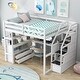 preview thumbnail 19 of 30, Full Size Grey Loft Bed with Desk, Shelves, Storage Staircase, and Two Built-in Drawers for Maximized Space