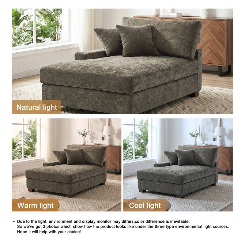 40.8"W Modern Chenille Upholstered Chaise Lounge with Pillow