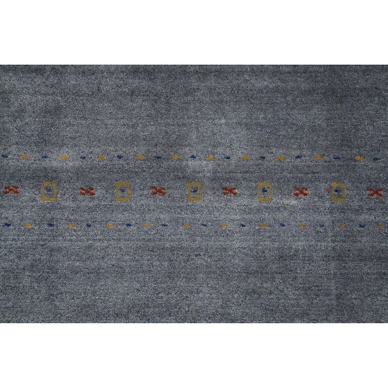 Hand Knotted Oriental 100% Wool Carpet Tribal Animal Pictorial Greys & Charcoal Gabbeh Area Rug - 4' 8'' X 2' 9''
