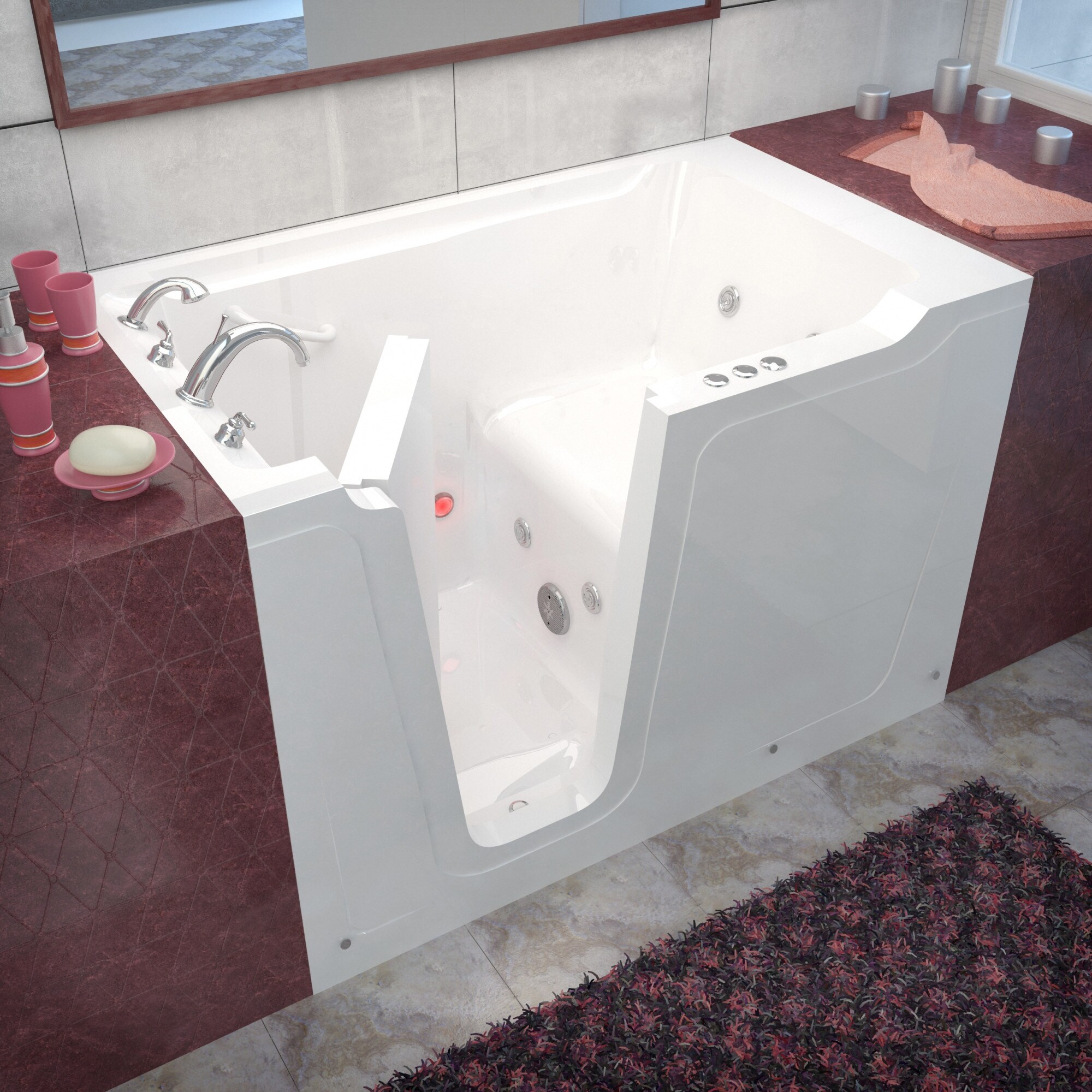 Shop Avano Av3660lh Walk In Tubs 59 3 4 Gel Coated Whirlpool Bathtub For Alcove Installations With Left Drain Roman Tub Faucet And Overstock 16958768