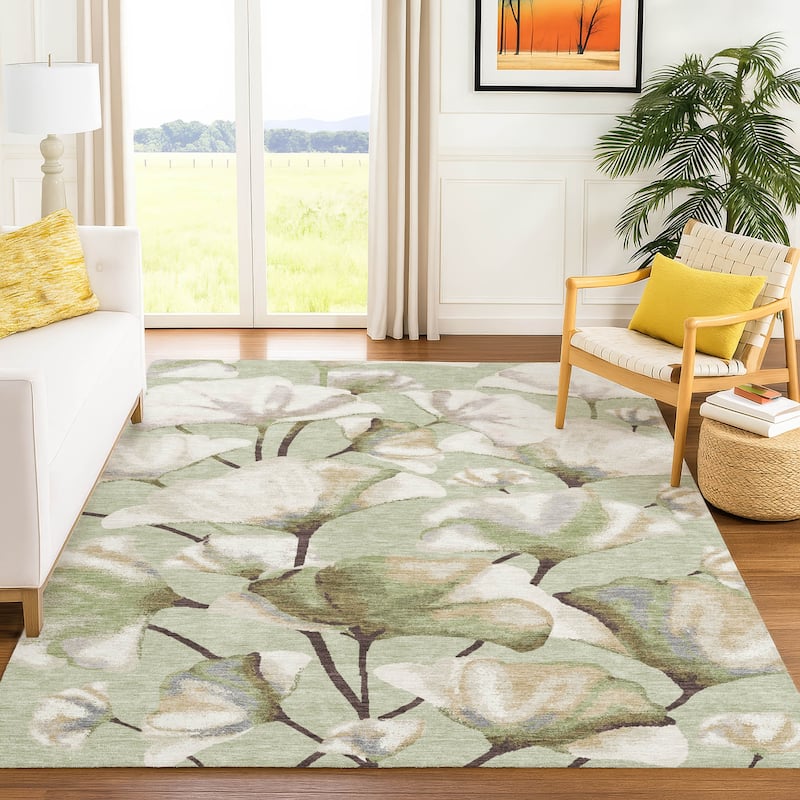 Machine Washable Indoor/ Outdoor Floral Love Chantille Rug