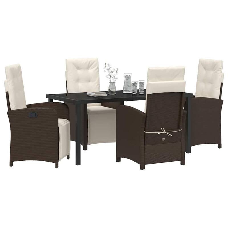 vidaXL Garden Dining Set with Cushion Poly Rattan