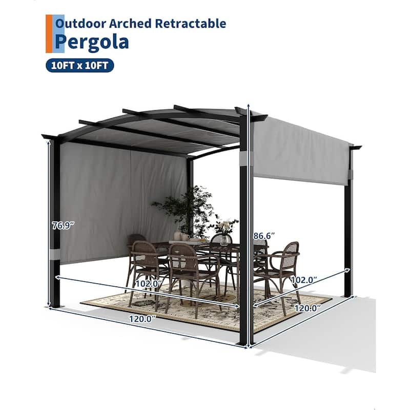 10*10FT Iron Arc Flower Stand, Gray Column Khaki