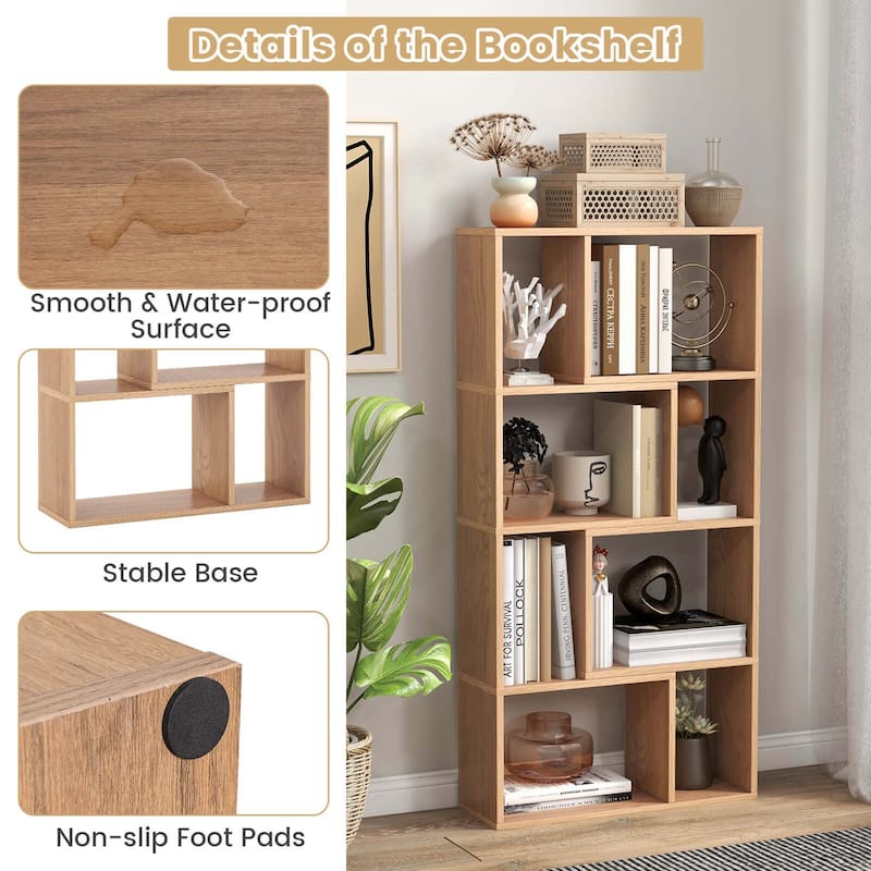 Costway 48" Geometric Bookshelf Open-back Bookcase with 8 Cubes 2 - See Details