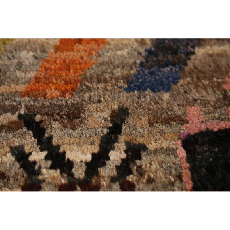 Geometric Moroccan Oriental Area Rug Handmade Brown Wool Carpet - 5'9" x 7'7"