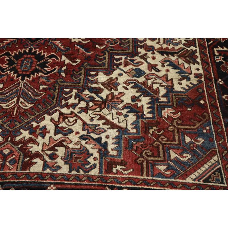 Hand Knotted Oriental 100% Wool Carpet Traditional Medallion Red Heriz Area Rug - 10' 1'' X 7' 1''