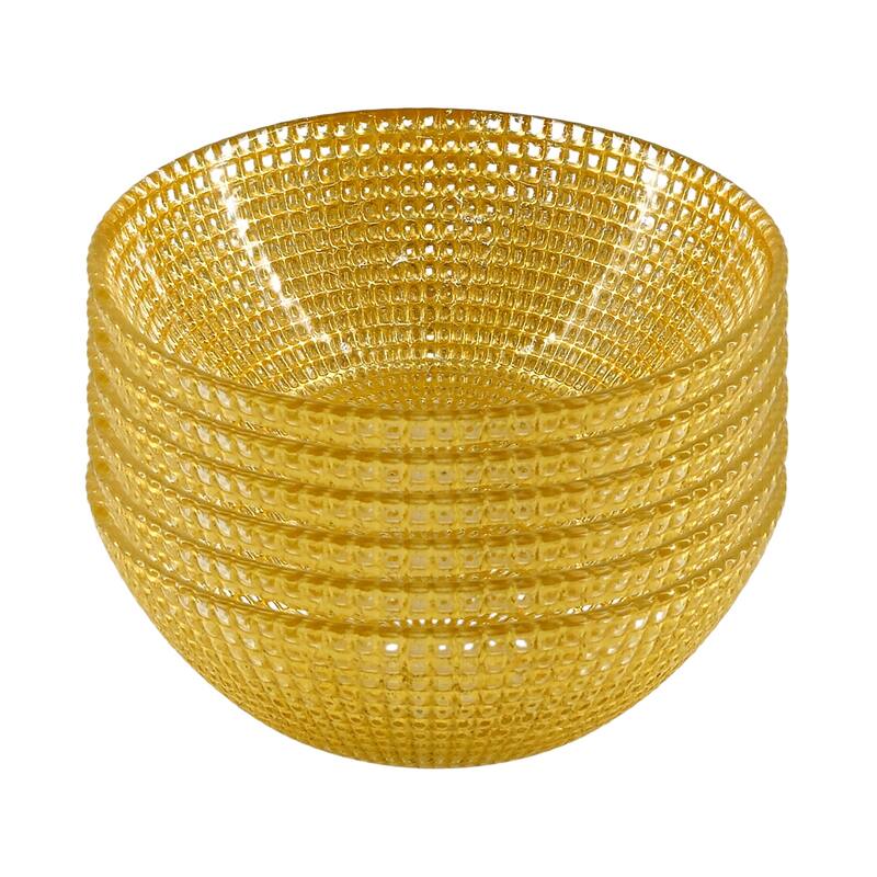 5 Inch Glass Bowls with Captivating Beaded Pattern Perfect for Both Casual and Formal Occasions - Set-6 - Gold