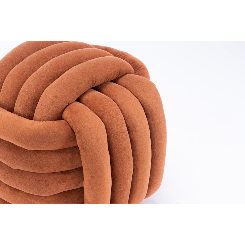 Chenille Fabric Ottoman Vanity Stool, Knot Design Ottoman Footstool, Multi-Functional Upholstered Makeup Stool