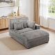 preview thumbnail 10 of 18, 41" W Plush Corduroy Chaise Lounge with Pillows Right Facing - Light Grey-Chaise&2 Pillows