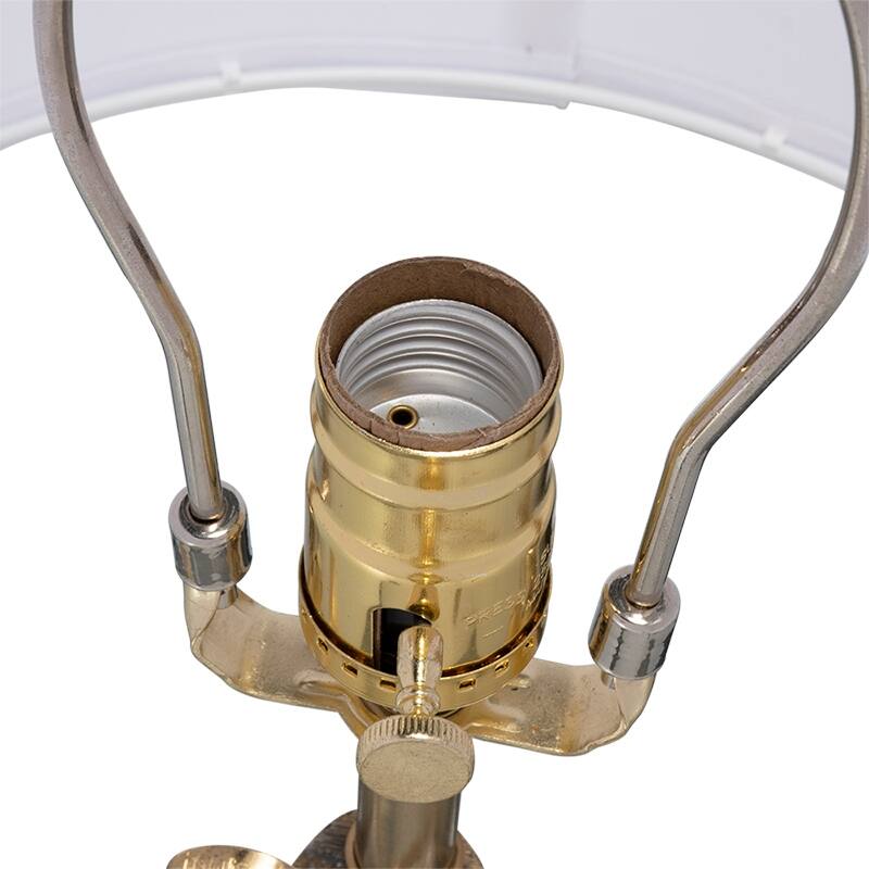 D13x22.2" Gold and White Table Lamp with Leaf Design