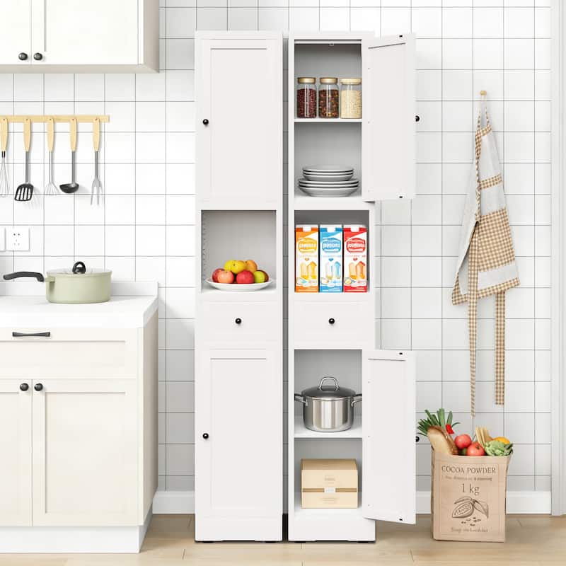 71 Inch Tall Bathroom Storage Cabinet, 5-Tier Narrow Metal Cabinet with 2 Doors & Adjustable Shelves, Freestanding Cabinet