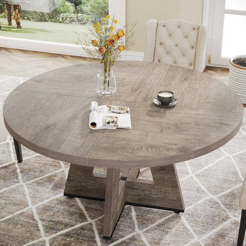 47-inch Wood Round Kitchen Dining Table for Dining Living Room