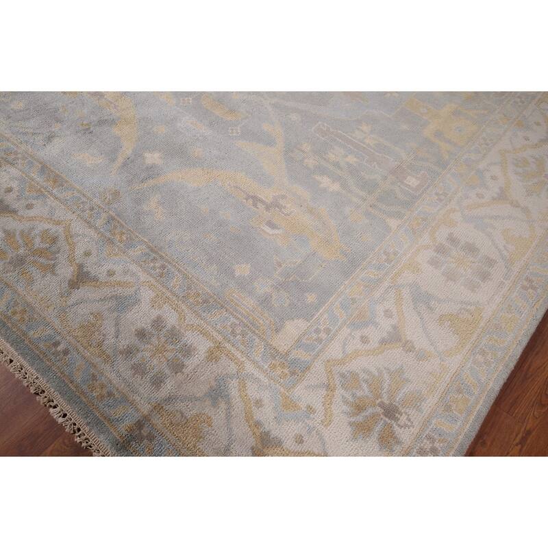 Gray Oushak Indian Area Rug Handmade Wool Carpet - 8'0"x 9'7"