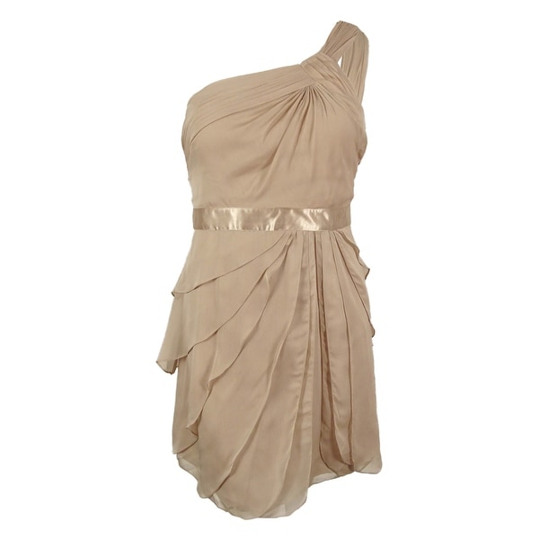 adrianna papell one shoulder tiered chiffon dress