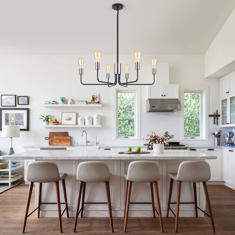 6-Light 30.15"W Kitchen Island Modern Chandeliers for Living Room