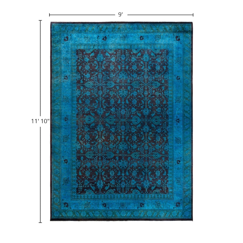Fine Vibrance One-of-a-Kind Hand-Knotted Area Rug - Blue, 9' 0" x 11' 10" - 9' 0" x 11' 10"