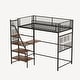 preview thumbnail 3 of 15, Twin Size Loft Bed with Built-in Charging Station & LED Lighting, Heavy-Duty Metal Loft Bed Frame with Desk & Safety Guardrails