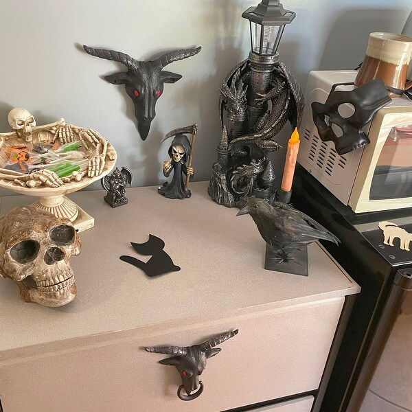Zeckos Black Cast Iron Baphomet Goat Head Wall Mounted Resin