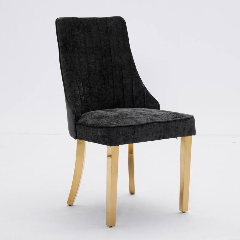 Rayon Cloth Flocking Chenille Dining Chairs Channel Kitchen Dinner Chair Comfy Fabric Upholstered Accent Chair for Dining Room