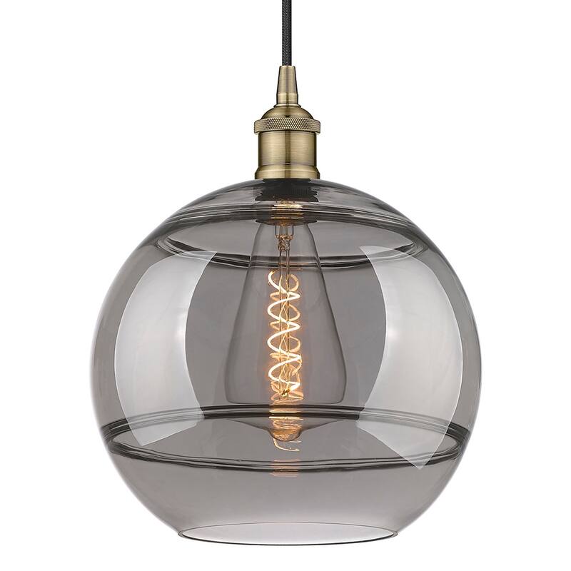 Innovations Lighting 616-1P 13 12 Rochester Pendant Rochester 12" Wide - Antique Brass / Light Smoke