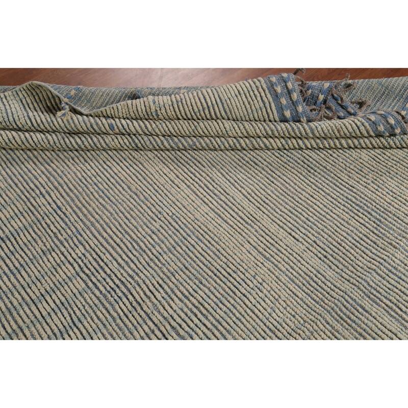 All-Over Abstract Moroccan Modern Area Rug Handmade Stripe Wool Carpet - 8'10"x 11'9"