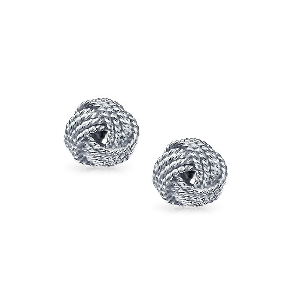 Sterling Silver Twisted Circle Ball Stud Earrings