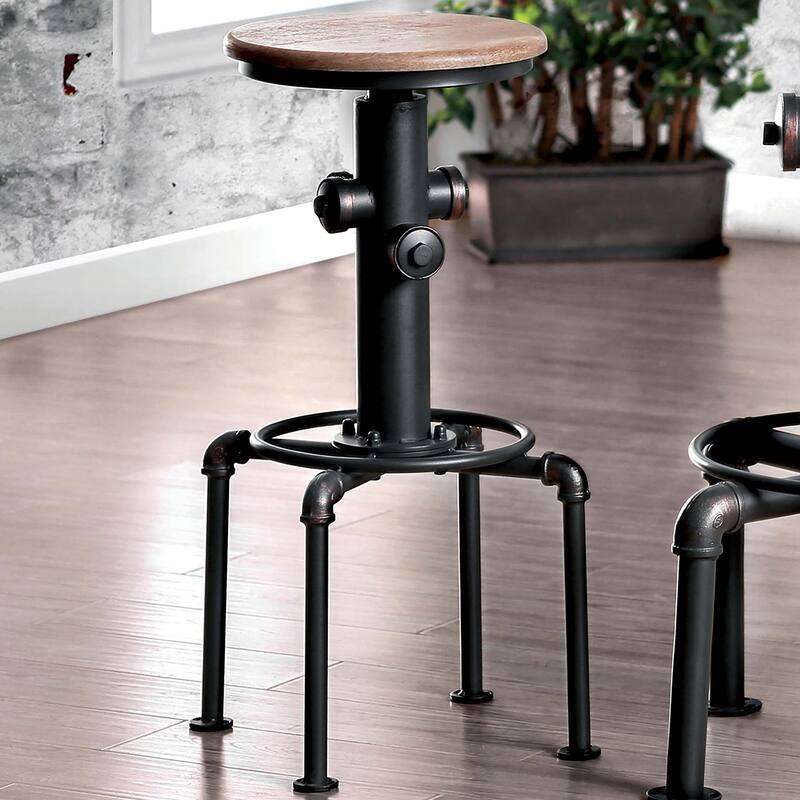 Cess Contemporary Black Metal Barstools by Furniture of America (Set of 2) - Antique Black