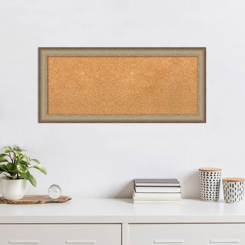 Elegant Brushed Narrow Framed Natural Corkboard Bulletin Board