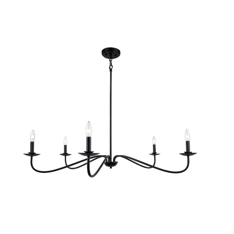 Transitional Black Dimmable 5-Light Candle Chandelier