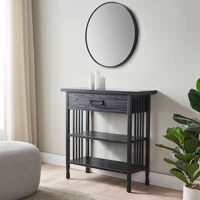 Leick Furniture Ironcraft Mission Oak Foyer Bookcase w/ Drawer Storage