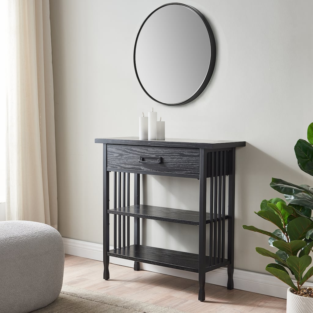 Leick Furniture Ironcraft Mission Oak Foyer Bookcase w/ Drawer Storage