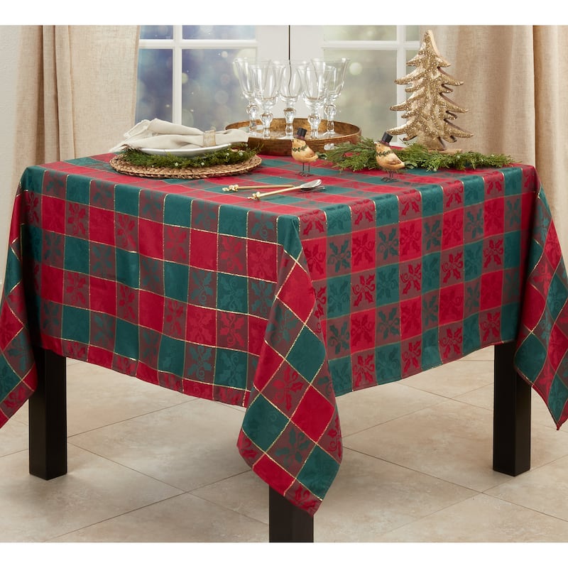 Holiday Tablecloth With Plaid Design