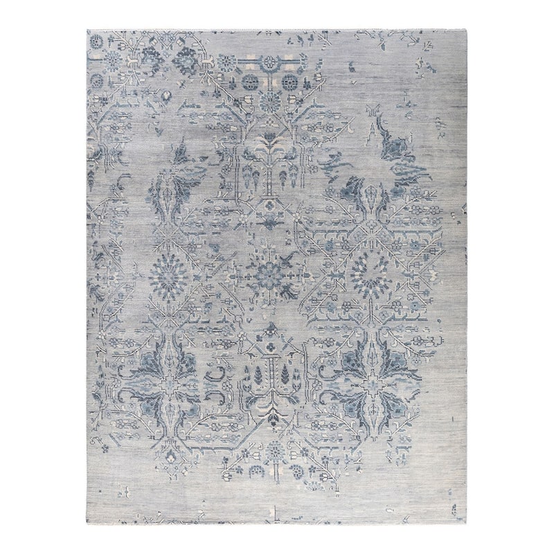 Modern One-of-a-Kind Handmade Area Rug - Gray, 7' 10" x 10' 0" - 7' 10" x 10' 0"