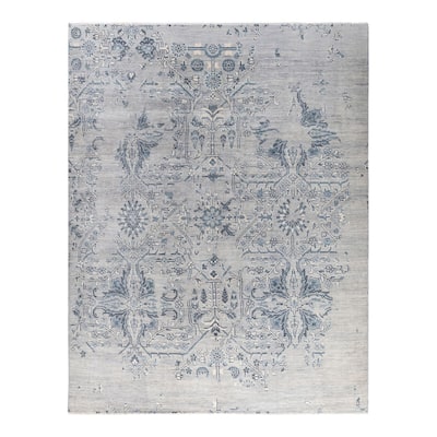 Modern One-of-a-Kind Handmade Area Rug - Gray, 7' 10" x 10' 0" - 7' 10" x 10' 0"