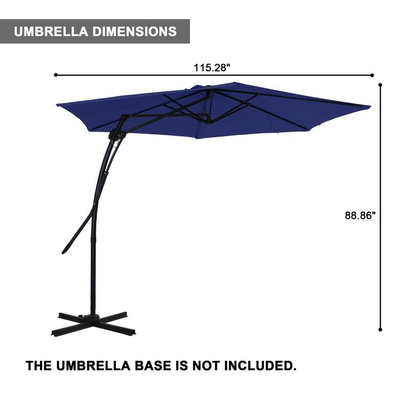 Clihome 10ft Outdoor Patio Cantilever Umbrella with Stand