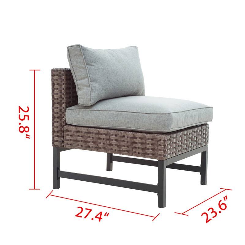Patio Festival Right-Angle Outdoor Armless Chair with Cushions