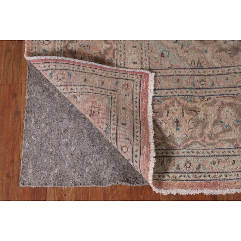 Traditional Mashad Persian Vintage Area Rug Hand-Knotted Wool Carpet - 6'4"x 9'7"