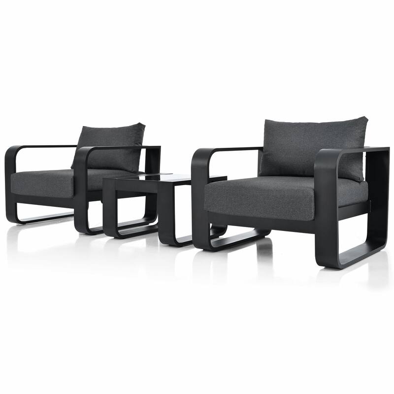 3-Piece Patio Furniture Set with Thick Cushions and Coffee Table