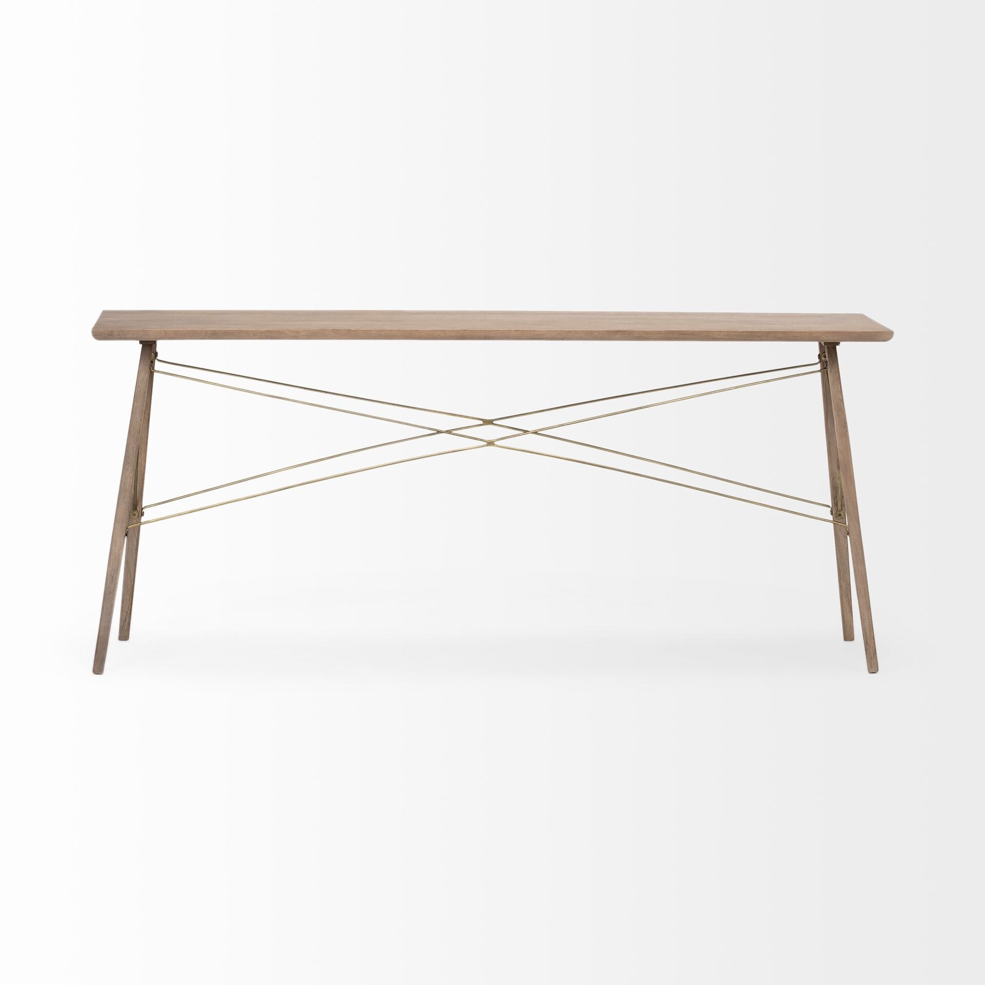 Medium Brown Wooden Console Table With 4 Angular Legs Medium Brown Wooden Console Table With 4 Angular Legs