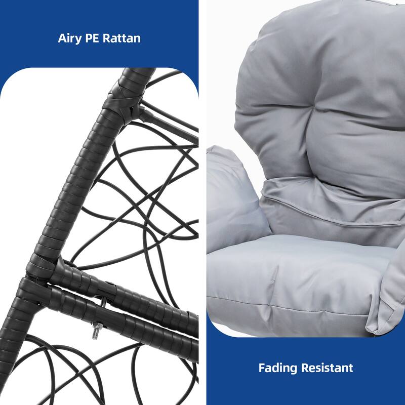 Egg Chair with Stand Outdoor Egg Lounge Chair with Cushion