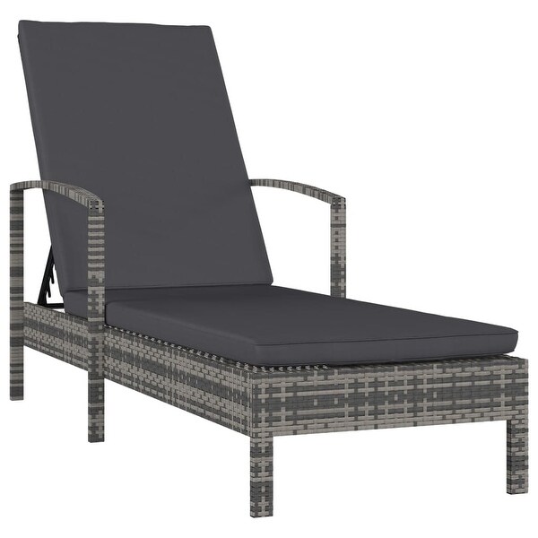 vidaXL Sun Lounger with Armrests Poly Rattan Gray Bed Bath