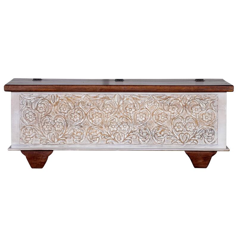 Maadze Shabby Chic 42.5 inch long Carved Storage Trunk